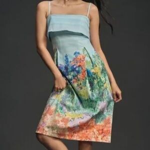 Anthropologie Spaghetti Strap Floral Dress